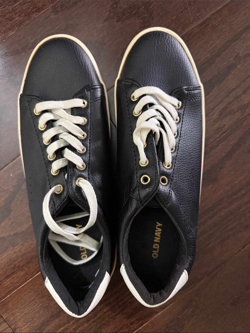 Old Navy Black Sneakers with Cream Accents
